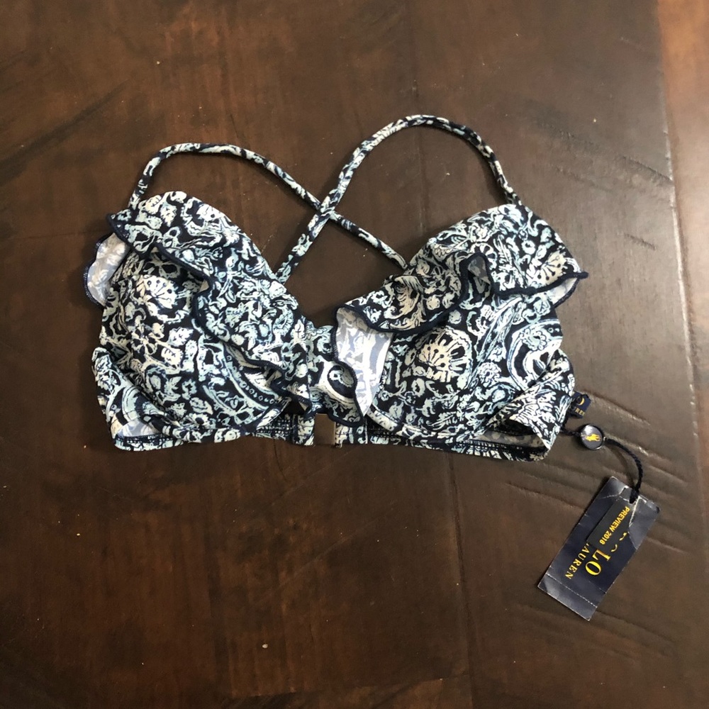 Polo by Ralph Lauren Blue and White Bikini Top